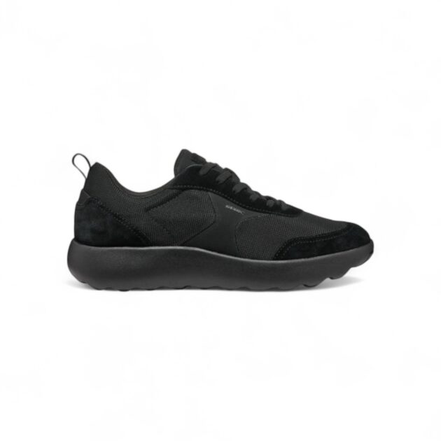 Geox Men's Black U Xtors D -Mesh + Suede Lace-Up Leather Sneaker